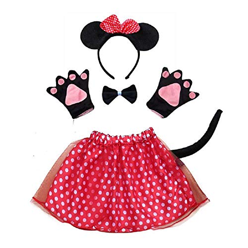 Robe costume jupon Minnie Mouse pour Halloweenavec queue et gants