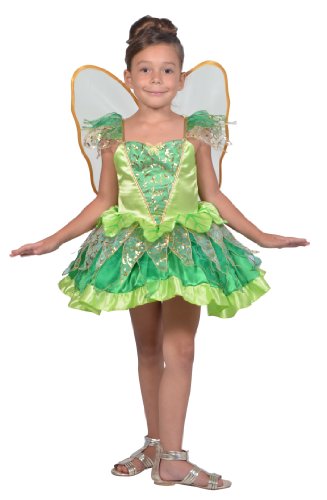 déguisement de fée Clochette : robe verte à froufrou et ailes