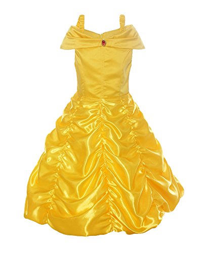 Robe princesse jaune à froufrou avec buste décolleté pour fille