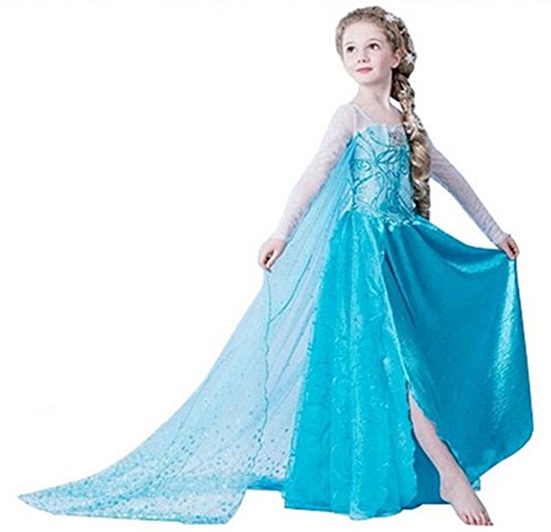 Robe princesse Elsa avec cape longue en voile