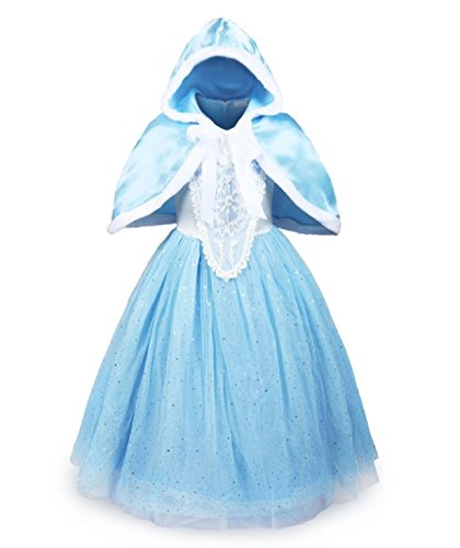 Robe déguisement princesse Elsa avec petit chaperon bleu