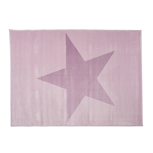 Grand tapis rose avec étoile mauve pour chambre de fille Girly