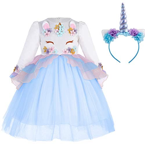 Robe licorne tutu bleue pour fille