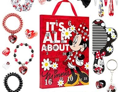 Calendrier de l'avent 2021 Disney Minnie Mouse pour fille contenant des bijoux et accessoires pour cheveux