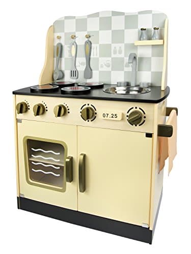 Cuisine en bois pour fille au look Vintage champêtre jaune poussin