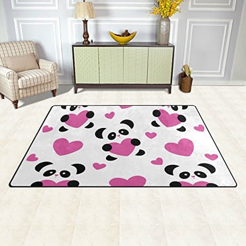 Tapis avec pandas et coeurs roses petit prix