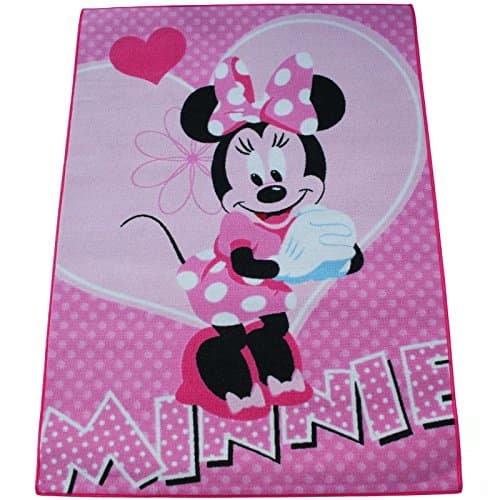 Tapis rose Minnie à coeurs 80 x 150 cm en polyamide