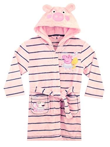 Peignoir rose Peppa avec capuche et rayures pour fille de 18 mois à 5 ans en polyester