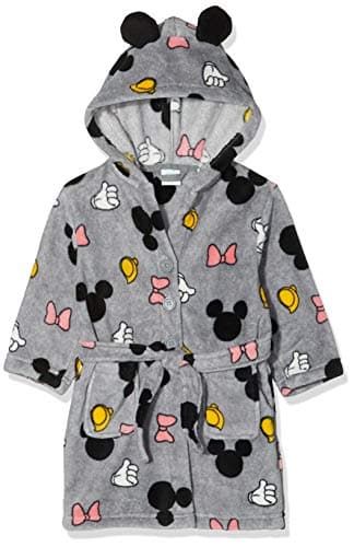 Peignoir pour fille Minnie gris avec capuche et petites oreilles de Mickette pour bébé de 12 mois, 18 mois ou 24 mois