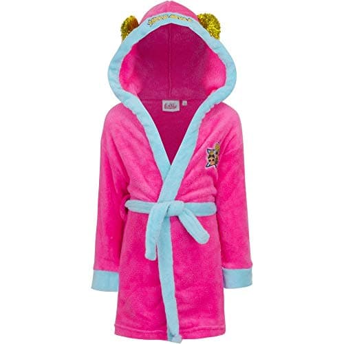 Peignoir pour fille LOL doll poupée rose fushia avec capuche avec petites oreilles de 3 à 10 ans