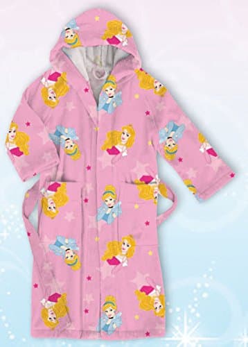 Peignoir avec capuche pour fille motif princesses Disney  couleur rose de 2 à 10 ans