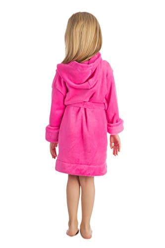 Peignoir uni avec capuche pour fille couleur rose en polaire, CityComfort de 5 à 14 ans