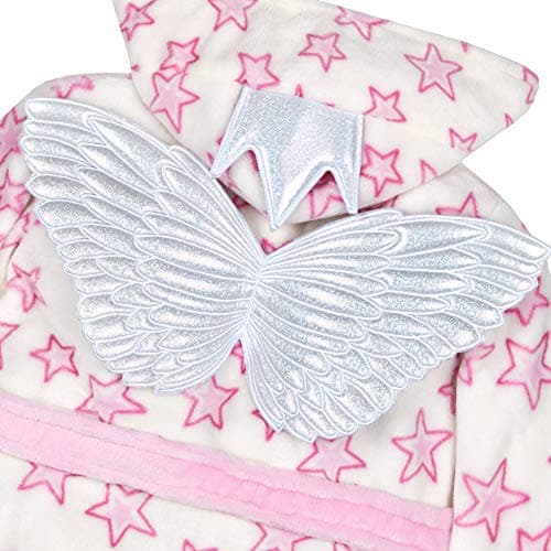 Peignoir robe de chambre Minikidz avec capuche pour fille princesse avec ailes couleur rose pastel et blanc  de 2 à 5 ans