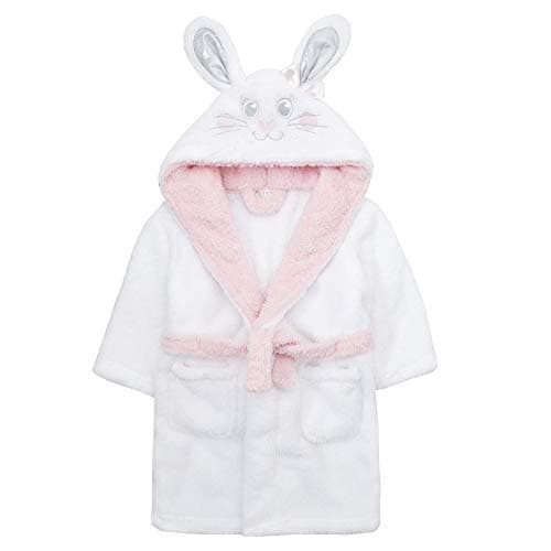 Peignoir rose lapin avec capuche et petites oreilles de lapin pour fille couleur rose pastel