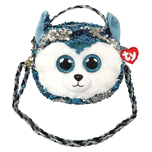 Petit sac à main peluche chien bleu Ty à paillettes et sequins original