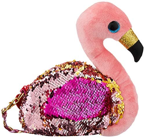 Petit sac à main peluche Flamant Rose Ty à paillettes et sequins original