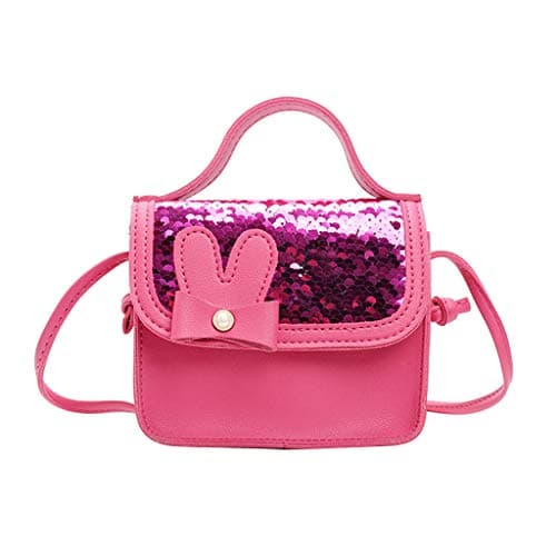 Petit sac à main rose avec sequins et motif lapin