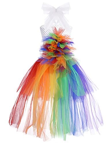 Robe licorne Arc en ciel avec écharpe de fleurs