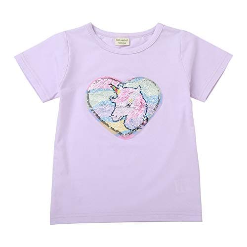 T-Shirt magique fille à paillette réversible Licorne violet