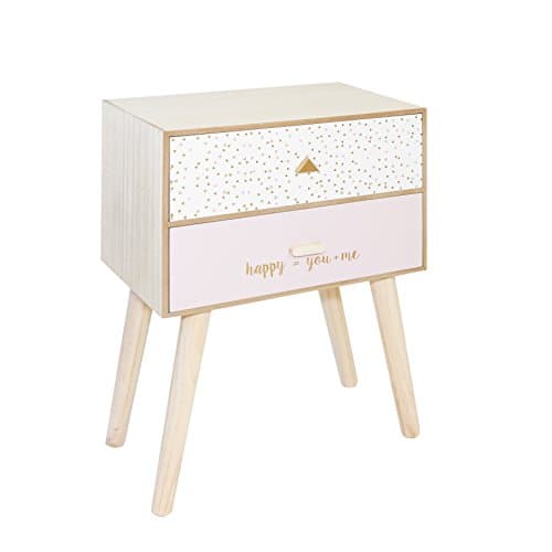 Table de chevet fille originale en bois et MDF au design fantaisie avec bouton de tiroir triangulaire