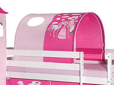 Tunnel rose pour lit mezzanine façon château de princesse