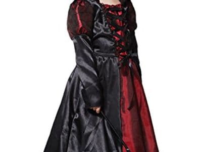 Robe élégante de princesse vampire pour la fête d'Halloween ,rouge et noire