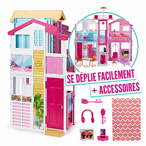 Grande maison de poupée Barbie de Luxe à 2 étages pliable