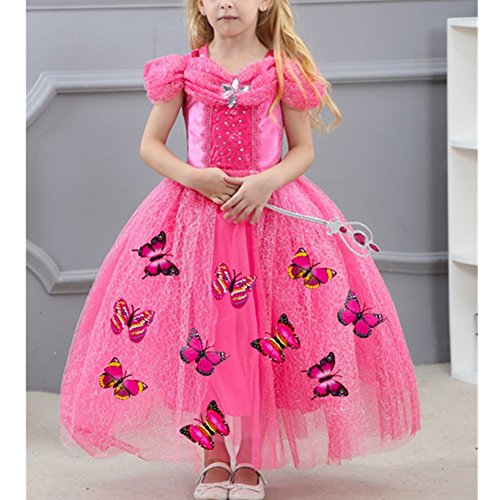 Robe princesse Belle au bois dormant originale avec papillons pour fille