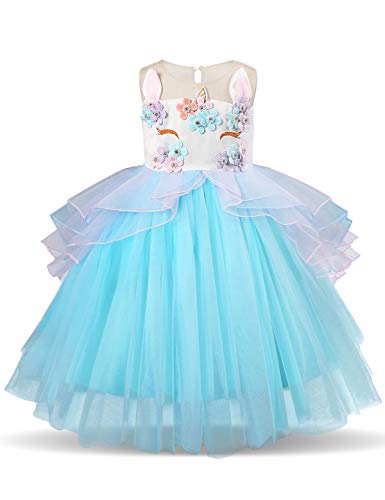 Robe licorne tutu bleue pour fille