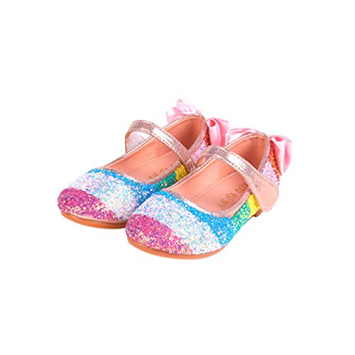 Adorables ballerines à talon couleurs arc-en-ciel pailleté avec noeud