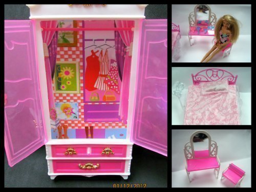 Armoire en plastique rose pour maison de poupée