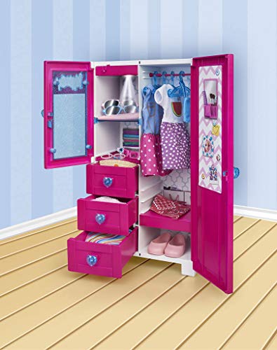 Armoire fushia pour vêtements de poupée Nancy de hauteur 40 cm