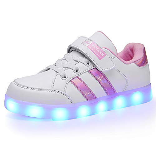 Baskets blanches et roses et lumineuses à Led basses rechargeables pour fille Licy Life