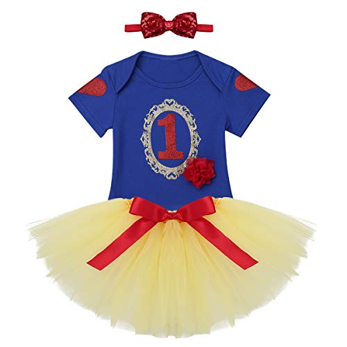 Déguisement Robe  Blanche-Neige avec jupon en voile tutu de 12 mois pour anniversaire de 1 an