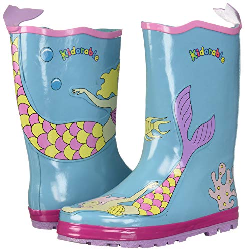 Bottes de pluie bleu ciel avec sirène pour fille girly Kidorable en caoutchouc naturel