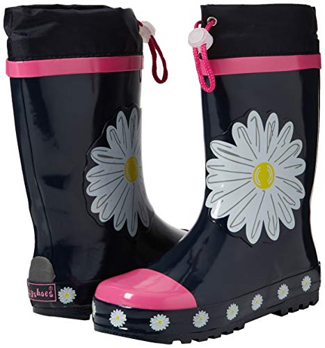 Bottes de pluie marines avec marguerittes pour fille girly avec cordon de serrage Playshoes