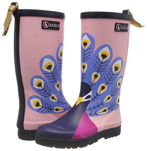 Bottes de pluie unies roses pour fille girly Aigle Woodypop en caoutchouc