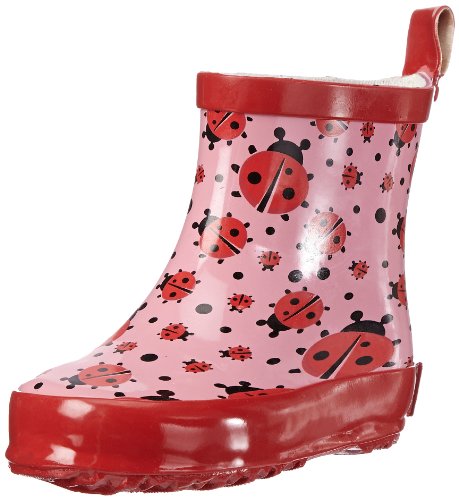 Bottes de pluie roses et rouges avec coccinelles pour fille girly 