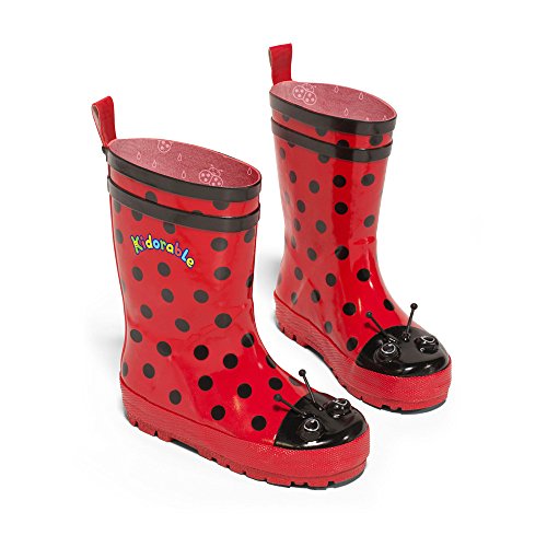 Bottes de pluie rouges coccinelles avec antennes pour fille girly Kidorable