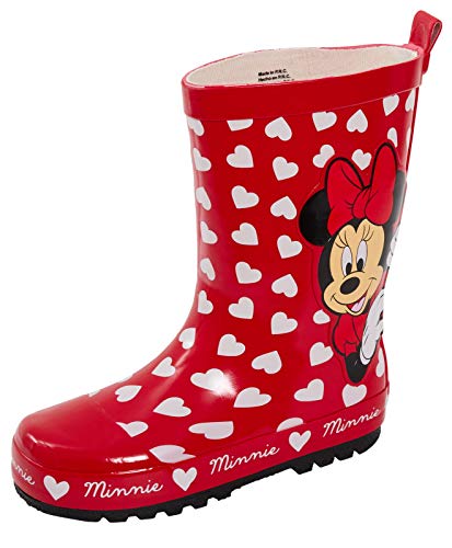 Bottes de pluie rouge avec Minnie à coeur pour fille girly Disney en caoutchouc 