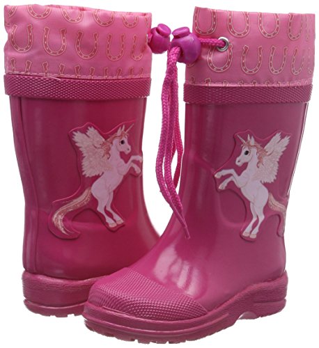 Bottes de pluie roses avec licorne pour fille girly avec cordon de serrage et bout renforcé Beck