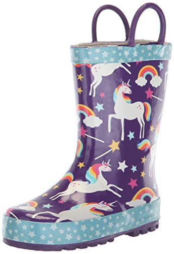 Bottes de pluie violettes et bleues avec motif licorne et arc-en-ciel pour fille girly Hatley