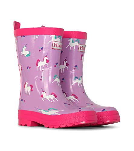 Bottes de pluie violettes et roses avec motif licorne pour fille girly Hatley