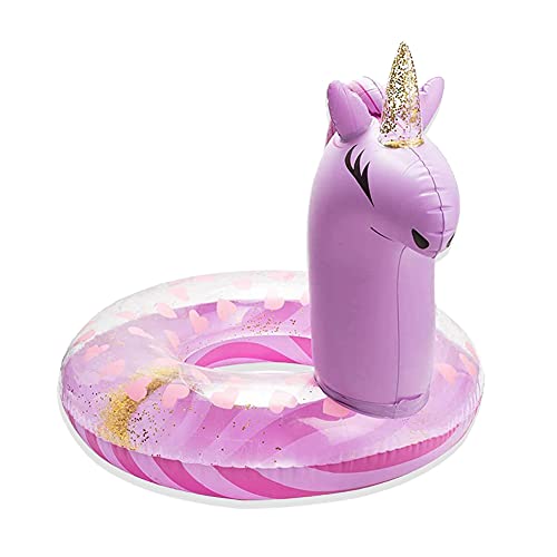 Bouée licorne gonflable rose de piscine pour fille