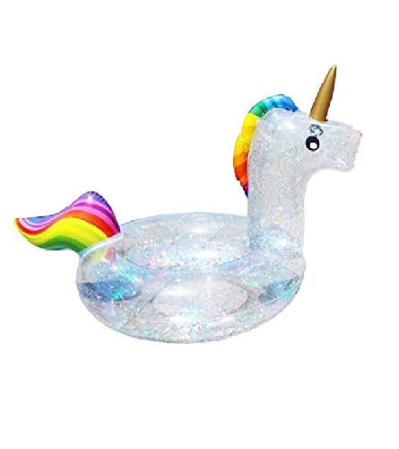 Bouée licorne vinyl transparent ornée de paillettes