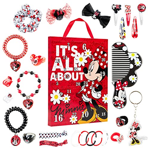 Calendrier de l'avent 2021 Disney Minnie Mouse pour fille contenant des bijoux et accessoires pour cheveux
