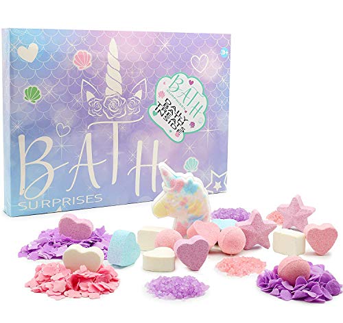 Calendrier de l'avent Licorne spécial bain pour fille, avec bombes relaxantes et parfumées