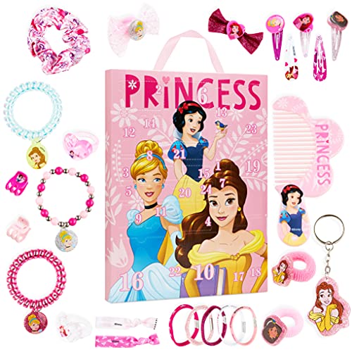 Calendrier de l'avent Princesses Disney avec bijoux et accessoires cheveux
