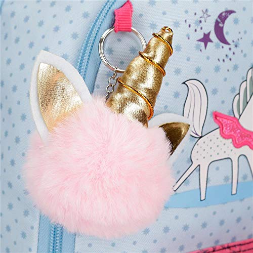 Cartable licorne Enso sans roulettes très girly avec pompon licorne pour le CP