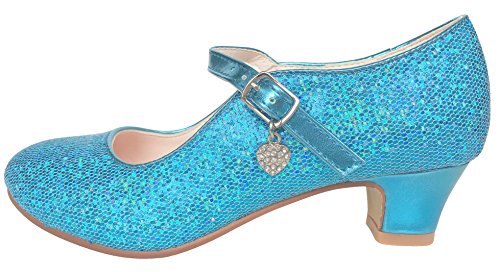 Chaussures de flamenco pour petite fille bleu paillette flashy La Señorita